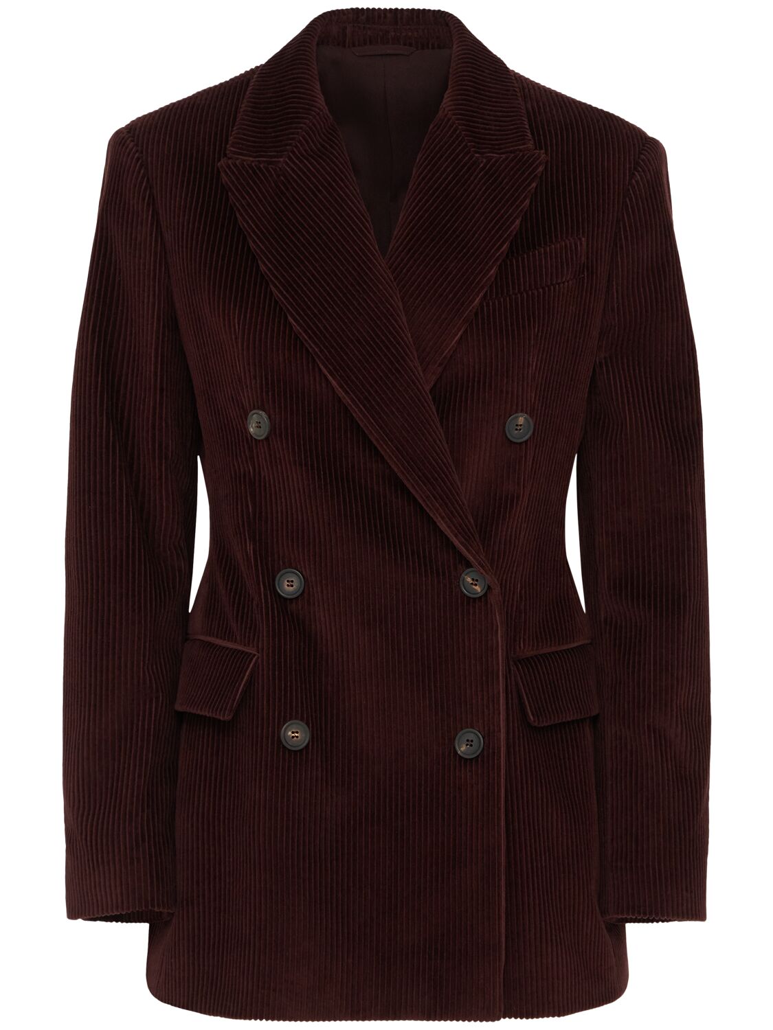 Brunello Cucinelli Double Breast Corduroy Blazer In Burgundy