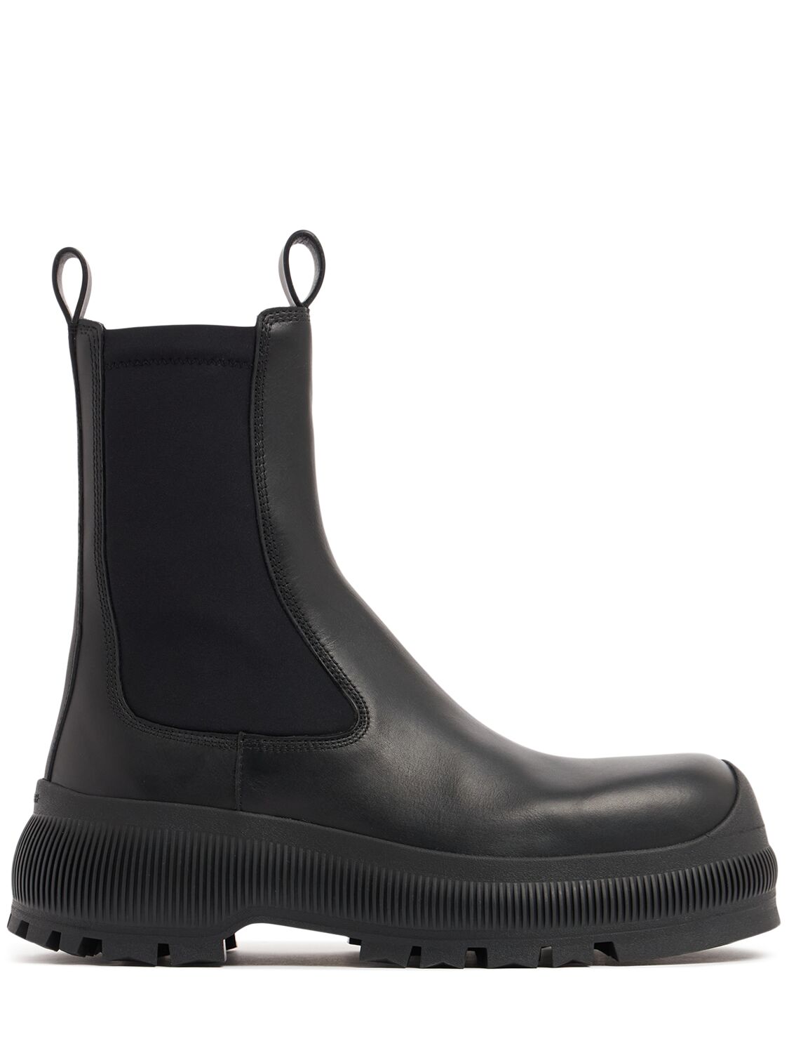 Jil Sander Leather Ankle Boots In Black