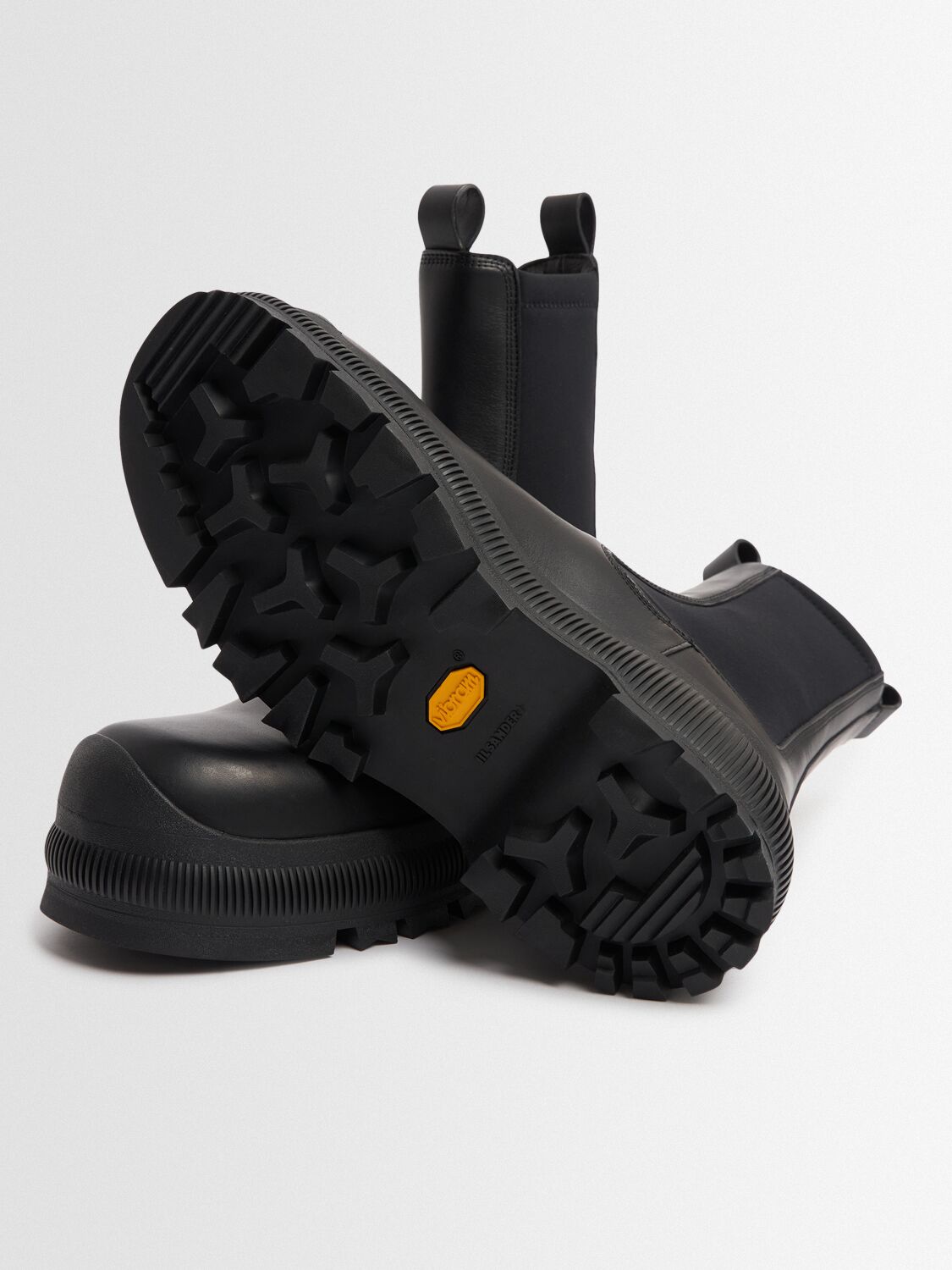 Jil Sander Leather Ankle Boots In Black