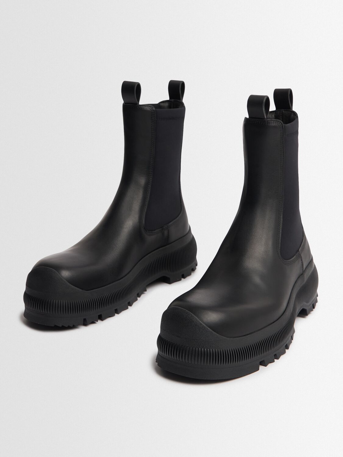 Jil Sander Leather Ankle Boots In Black