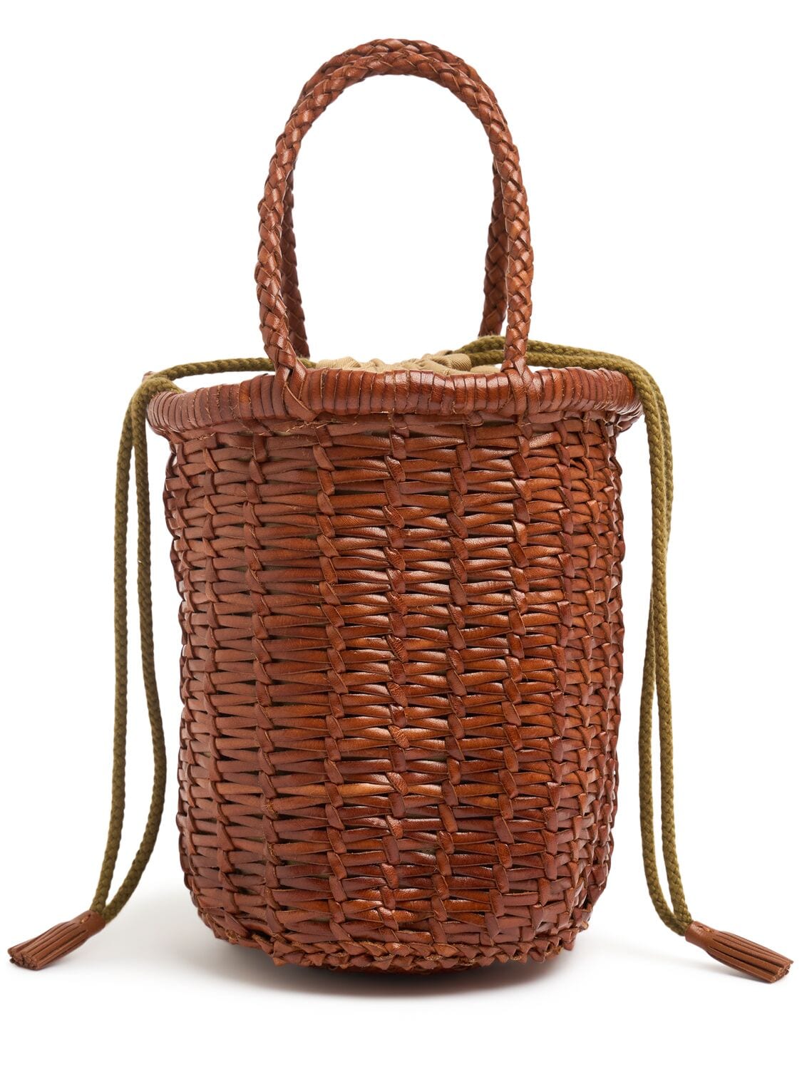 Mini Lina Woven Leather Bucket Bag