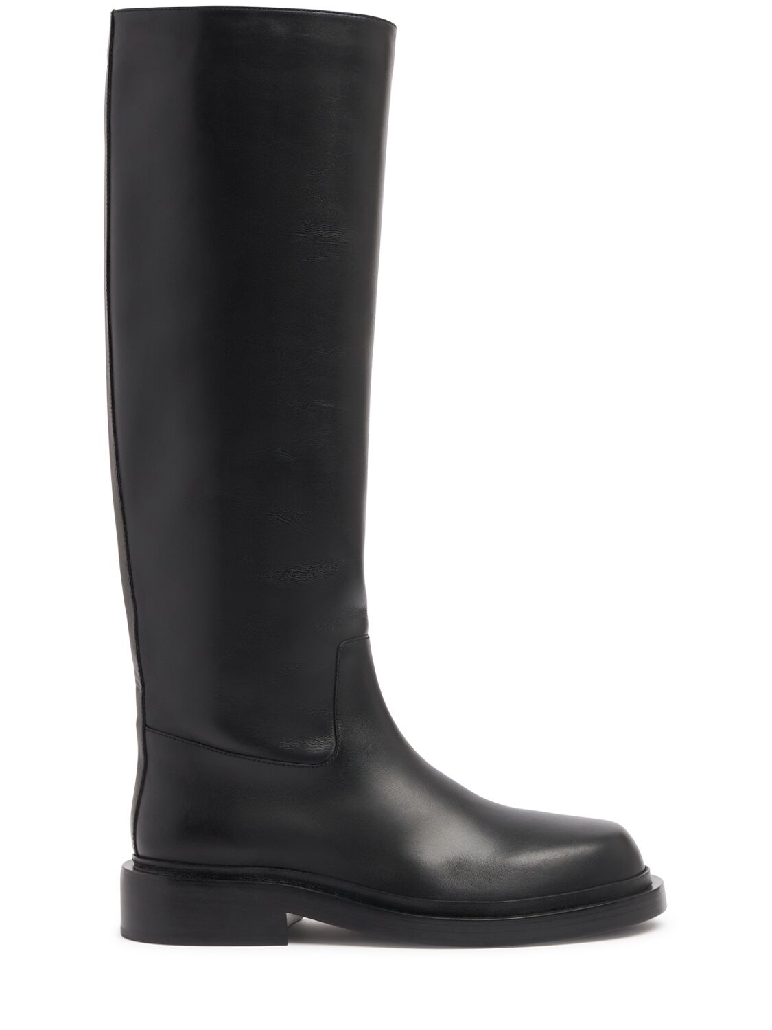 Jil Sander 15mm Leather High Boots In Black