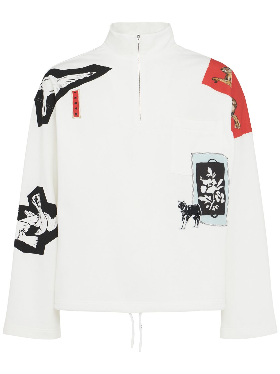 Mixed Media Zipper Collar Sweatshirt
