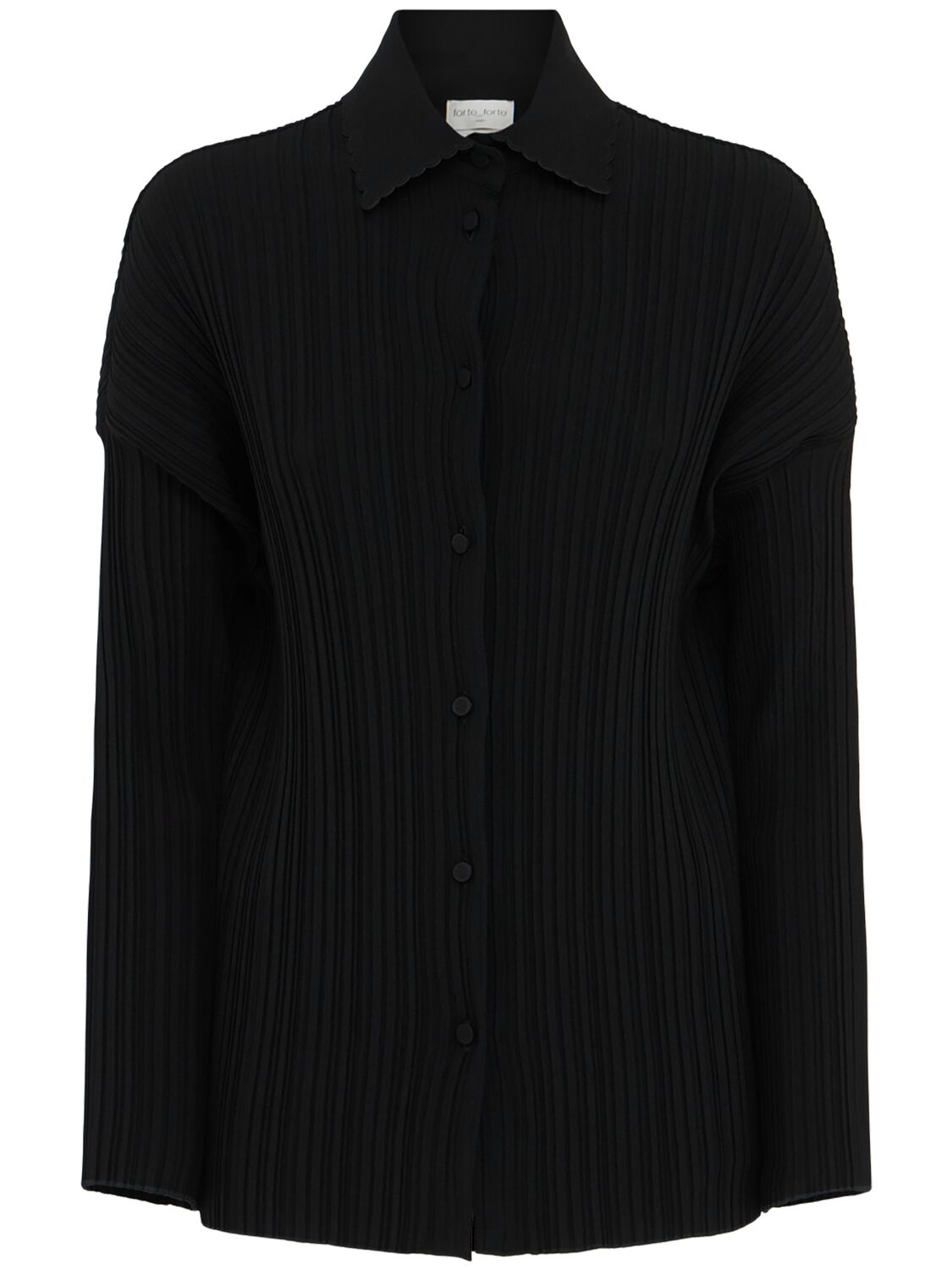 Forte Forte Crepe Plisse' Overshirt In Black
