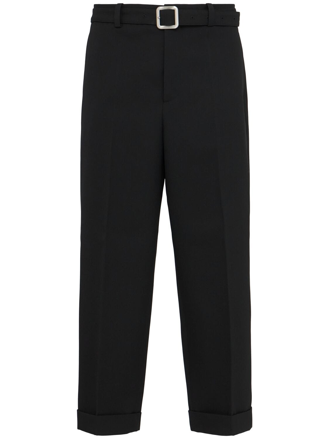 Relaxed Fit Wool Gabardine Cropped Pants