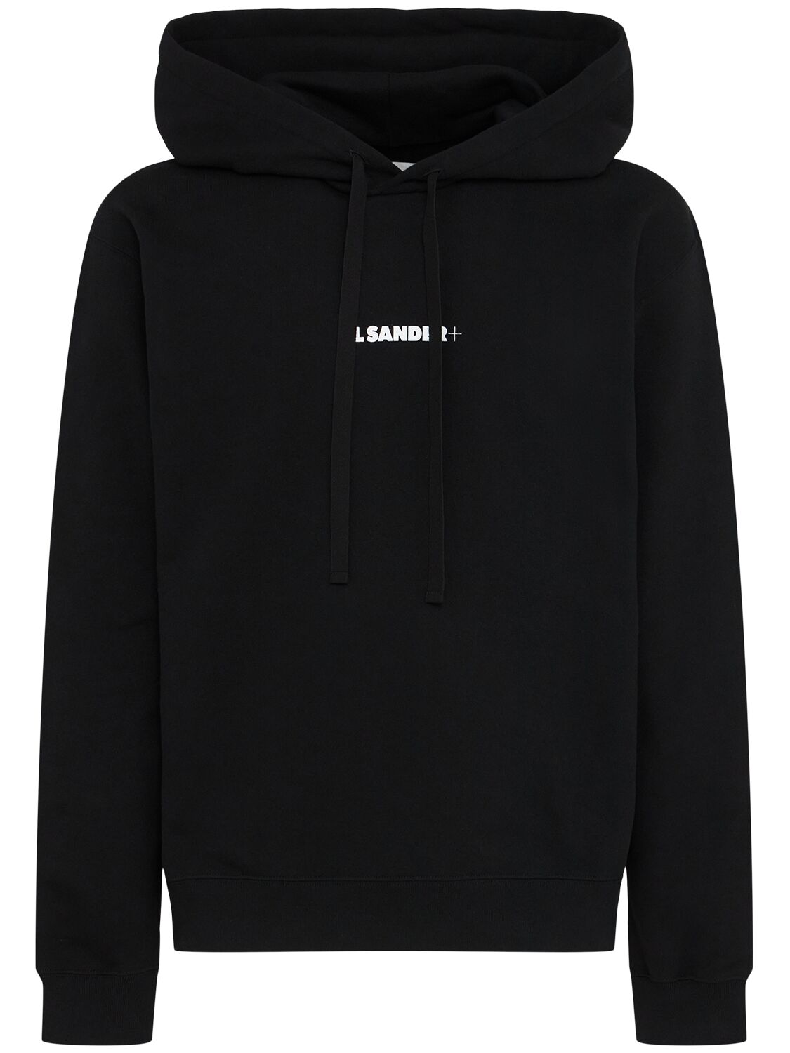 Jil Sander Compact Cotton Terry Hoodie In Black