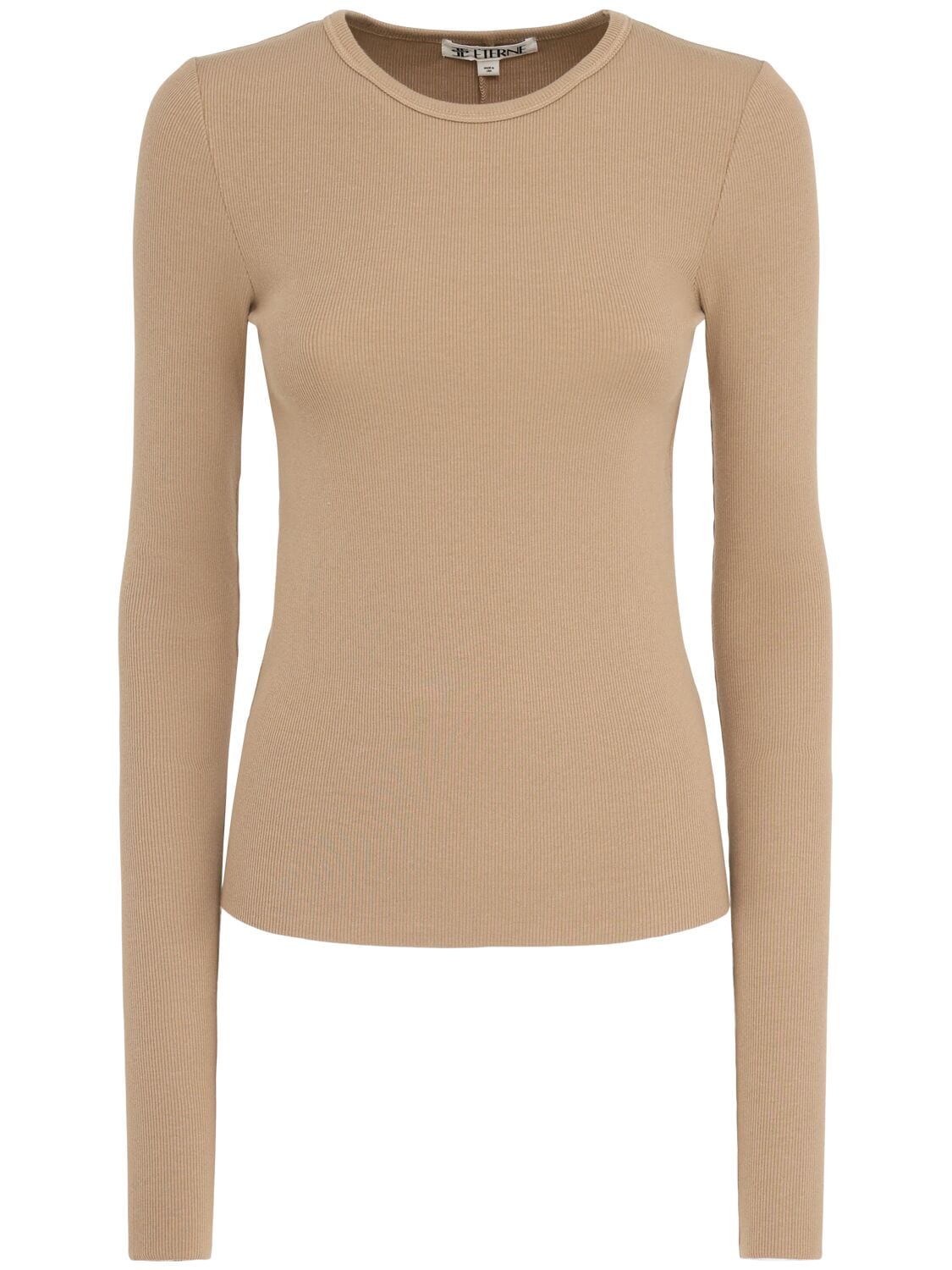 Fitted Long Sleeve Cotton Blend Top