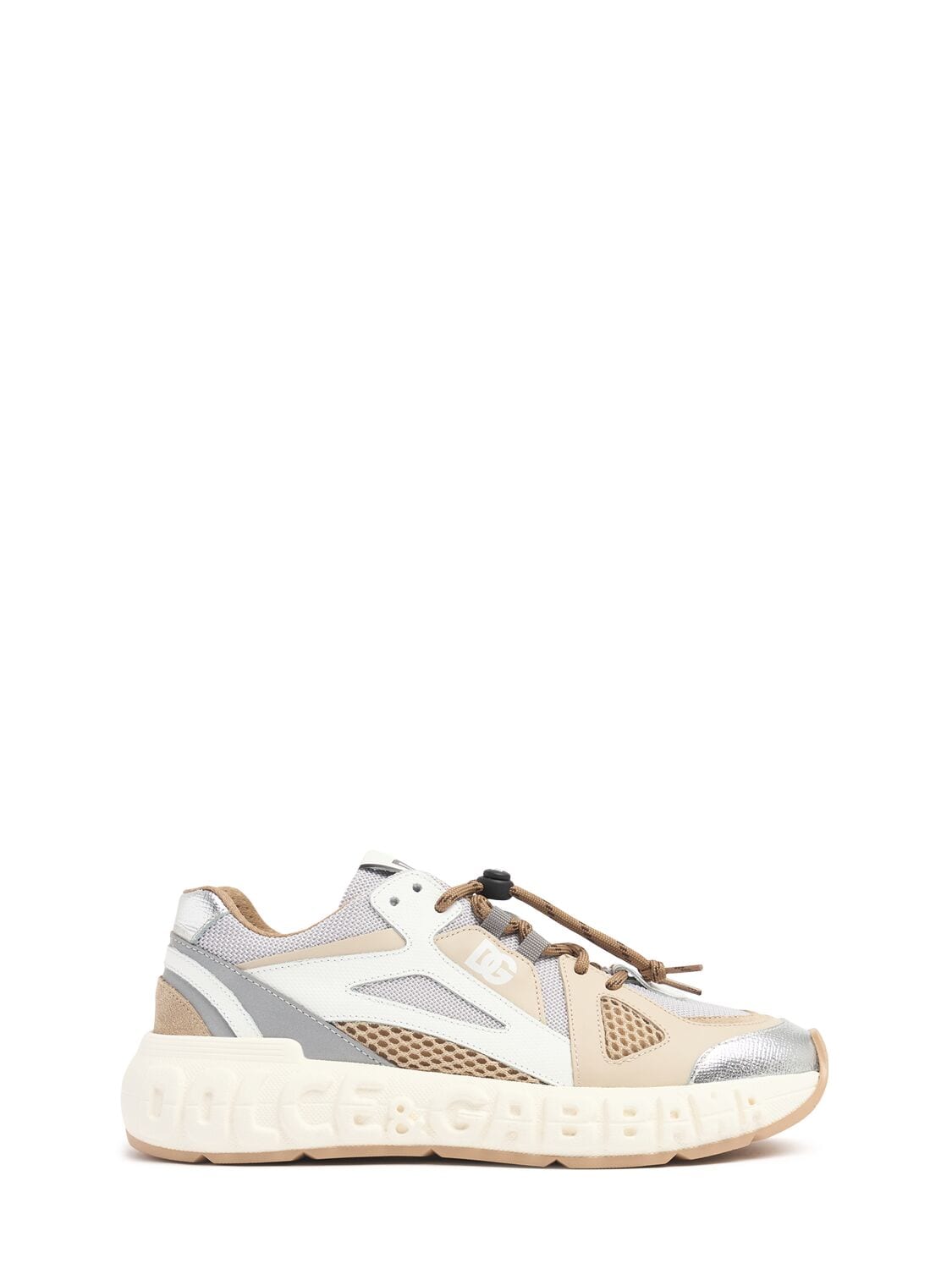 Nylon Mesh & Leather Lace-up Sneakers