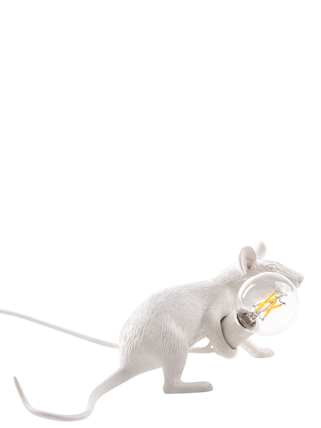 Shop Seletti Lyie Down Mouse Lamp In White