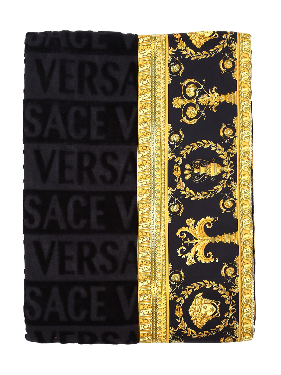 Versace Barocco & Robe Printed Beach Towel In Multi