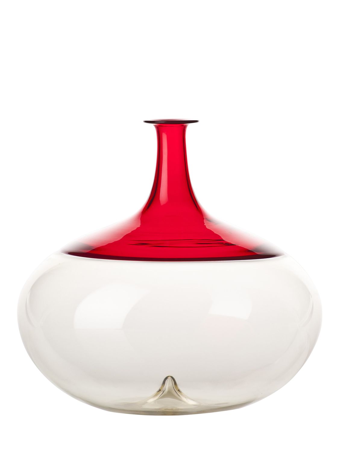 Venini Bolle Incalmo Round Two Tone Vase In Red