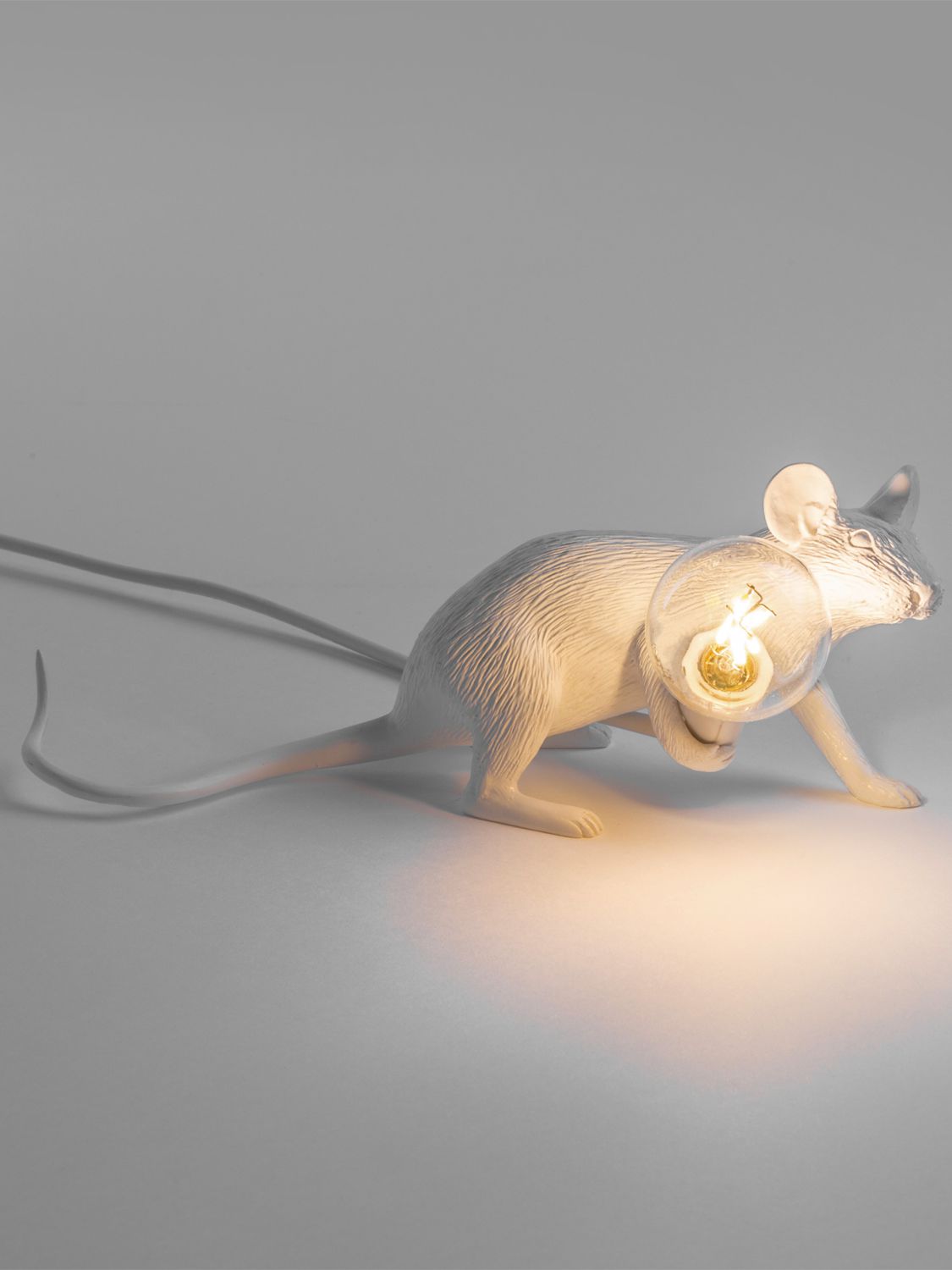 Shop Seletti Lyie Down Mouse Lamp In White