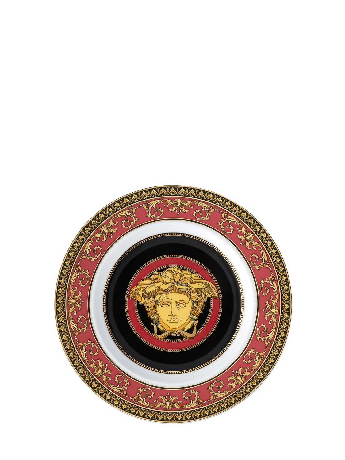 Versace Medusa Porcelain Dessert Plate In Red/gold