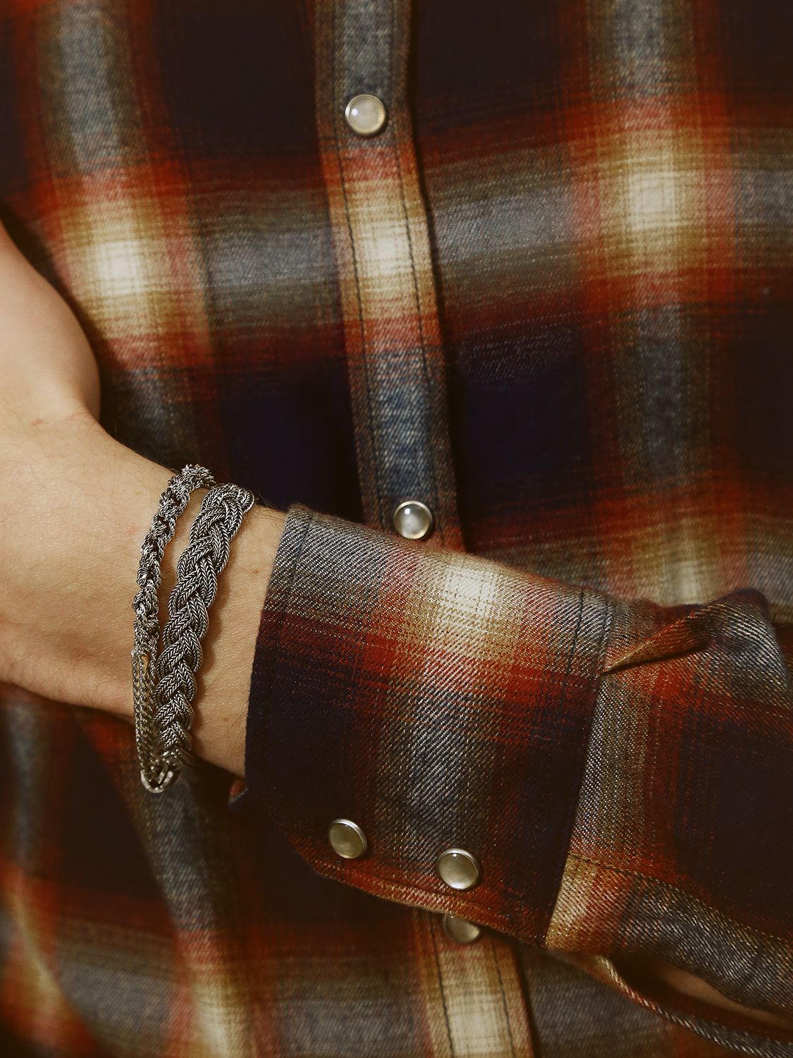 Shop Emanuele Bicocchi Flat Braided Chain Bracelet In Silver