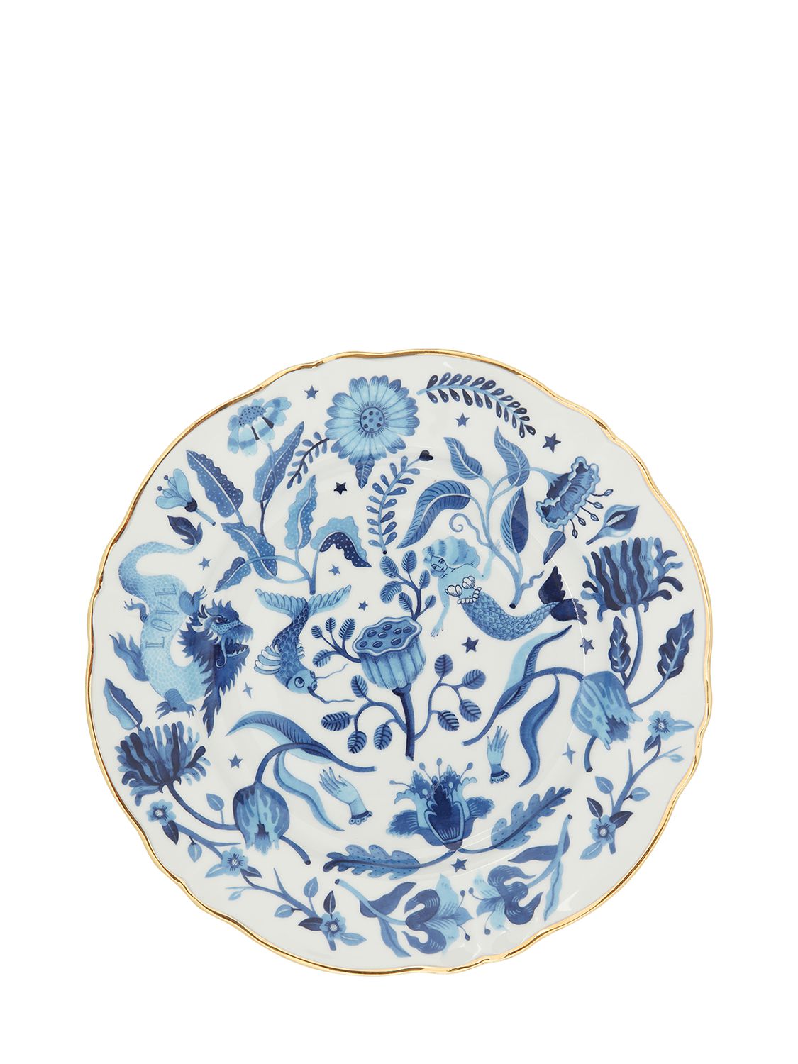 Bitossi Home Painted Porcelain Dinner Plate In White,blue