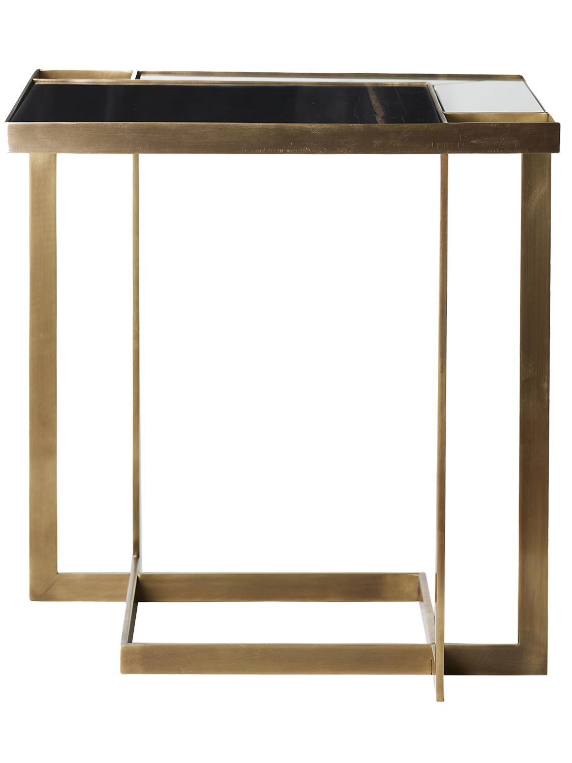 Marioni Gary Marble & Glass Side Table In Gold