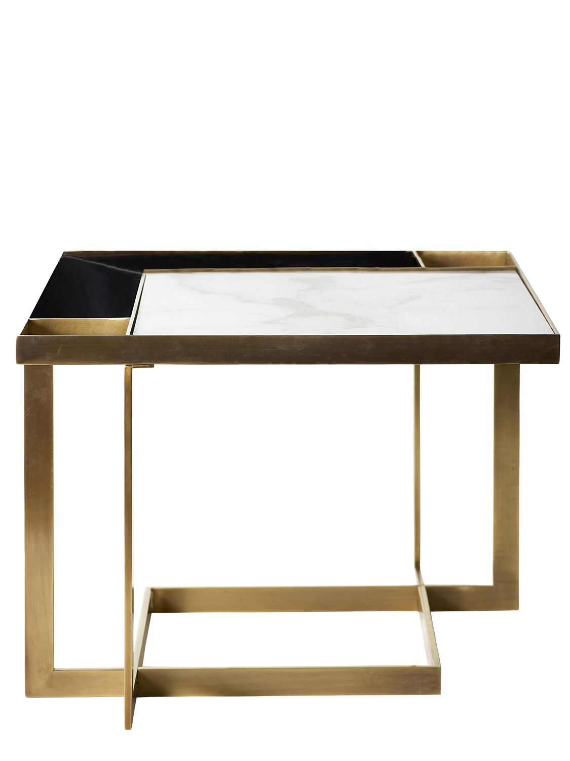 Marioni Gary Marble & Glass Low Table In Gold