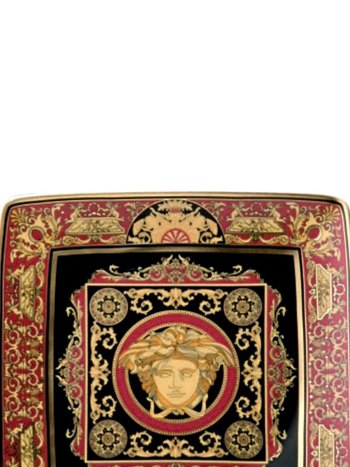 Shop Versace Medusa Porcelain Valet Tray In Red/gold