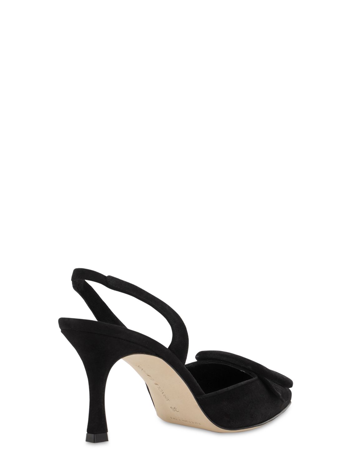 Shop Manolo Blahnik 70mm Maysli Suede Slingback Pumps In 블랙