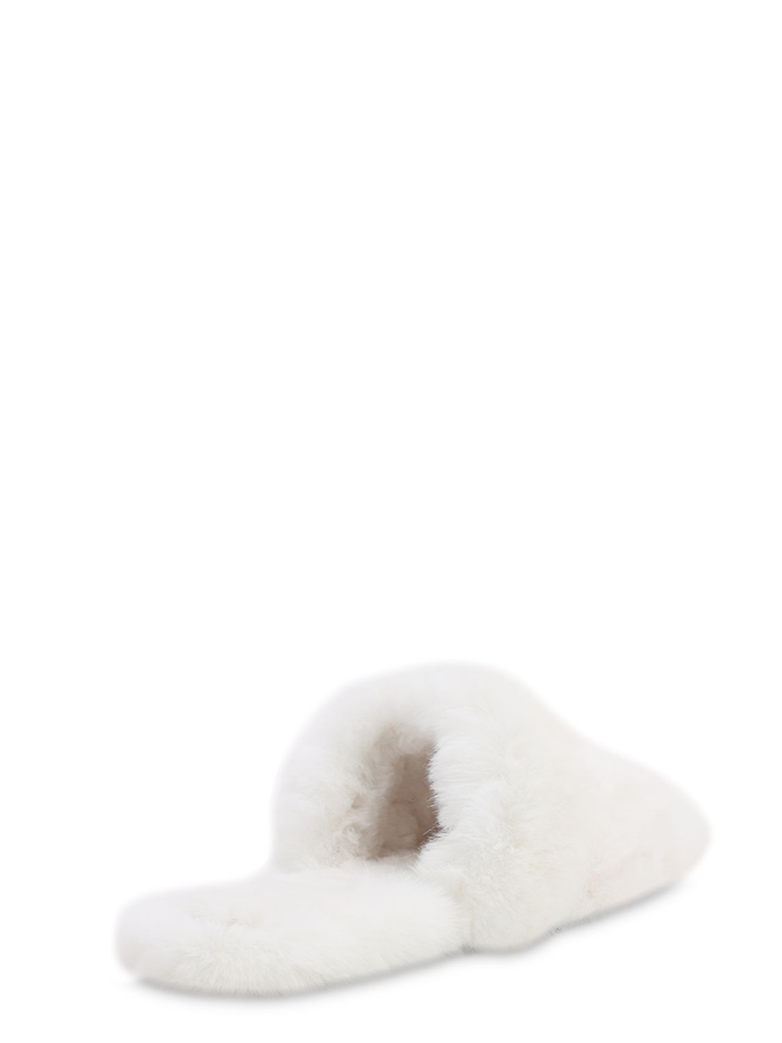 Versace Faux Fur Slippers With Three-dimensional Jellyfish Application In White,gold