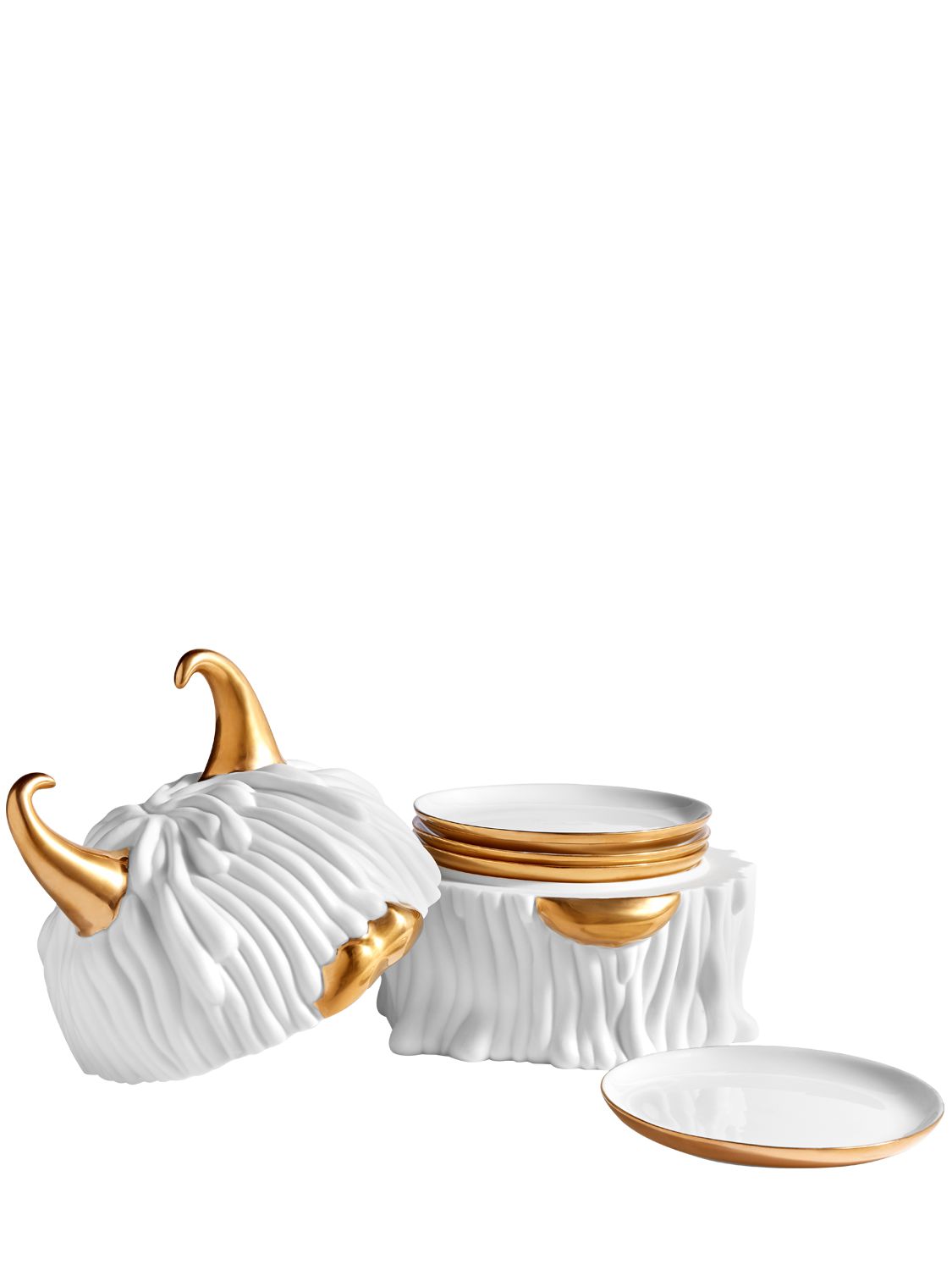 Shop L'objet Lynda Set Of 4 Porcelain Plates & Box In White
