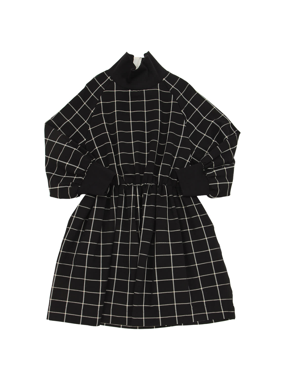 Unlabel Kids' Check Print Viscose Blend Dress In Black