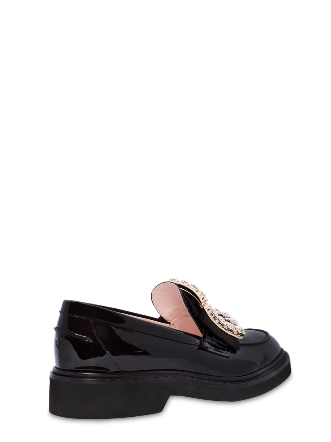 Shop Roger Vivier 30mm Viv Rangers Patent Leather Loafers In 黑色