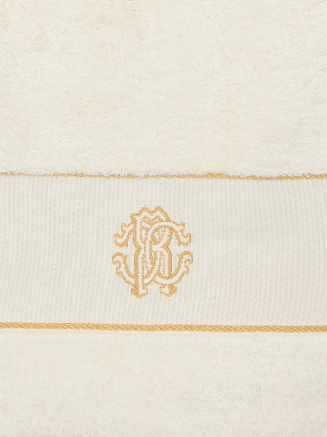 Roberto Cavalli Cotton Bath Towel In Ivory