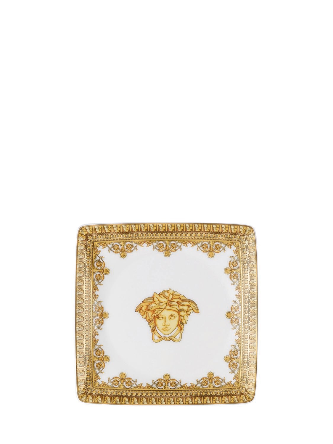 Versace I Love Baroque Square Valet Tray In White/gold