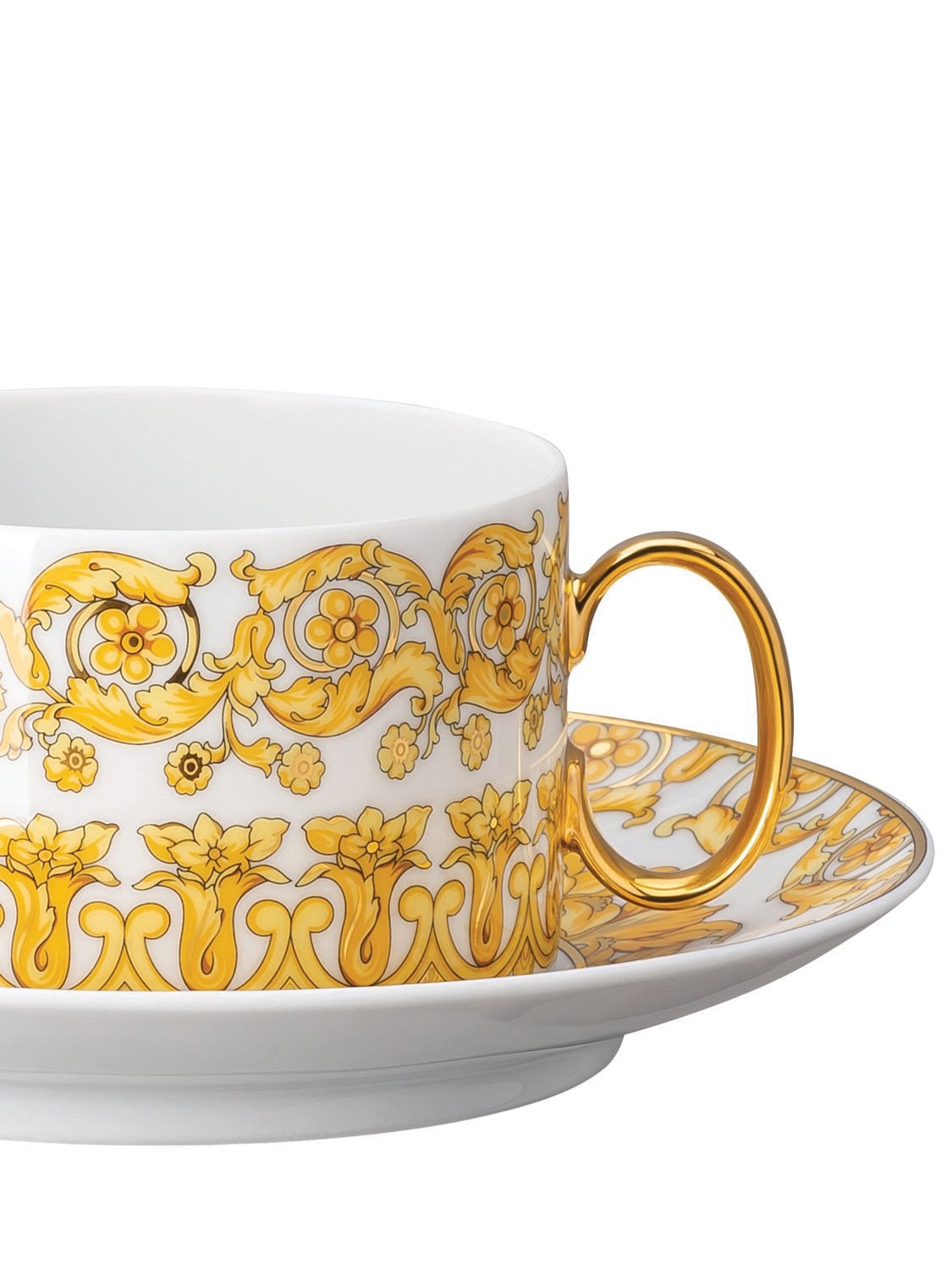 Shop Versace Medusa Rhapsody Teacup & Saucer In White/gold