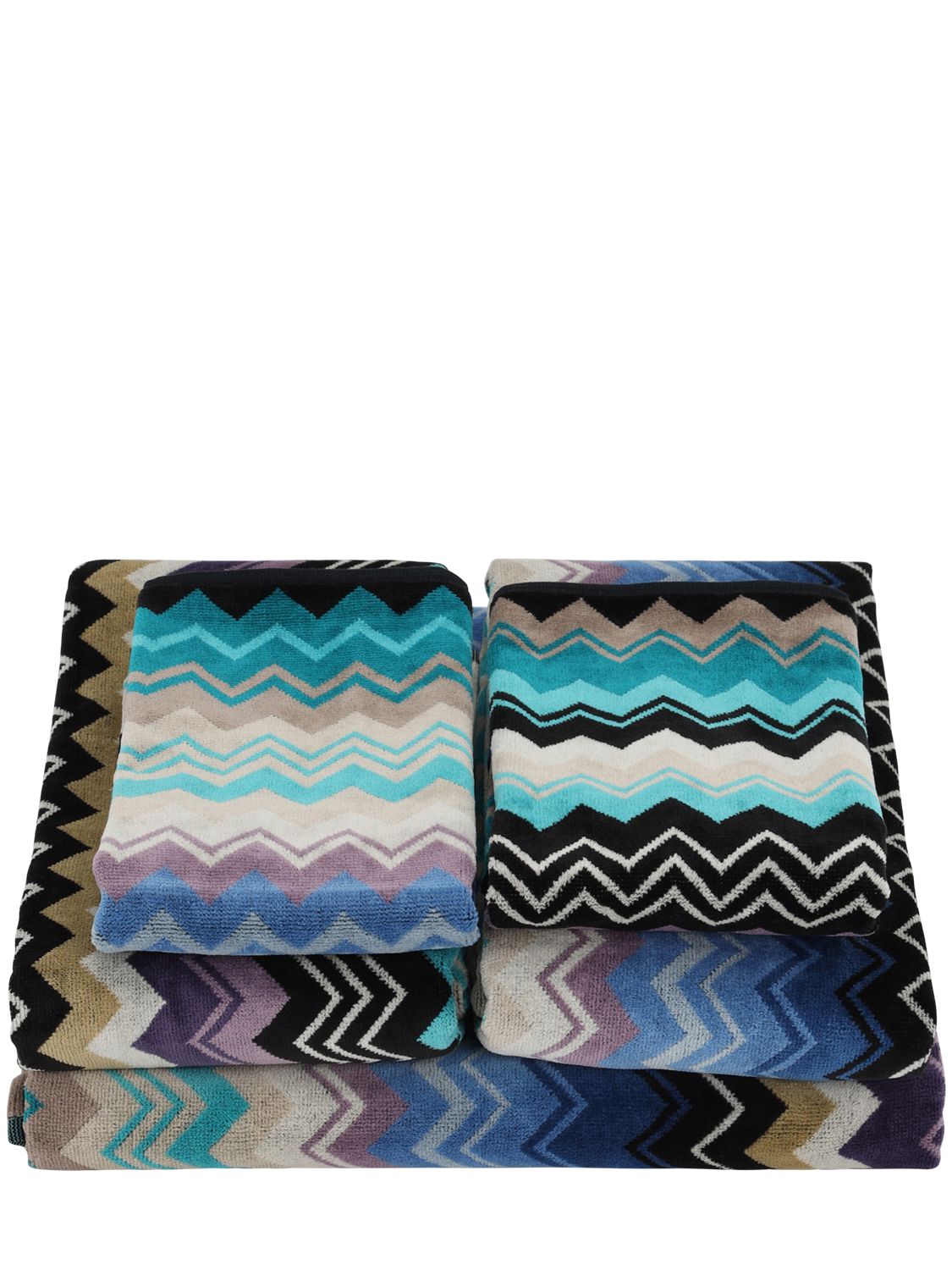 Missoni Set Of 5 Giacomo Cotton Towels In Blue