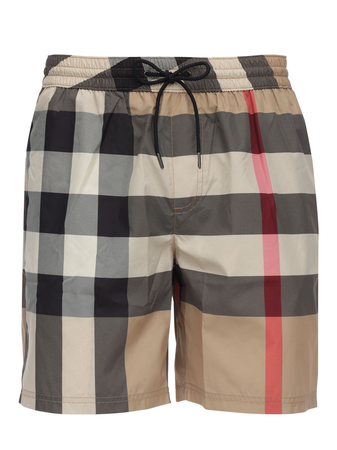 Shop Burberry Guildes Check Giant Tech Swim Shorts In Archive Beige