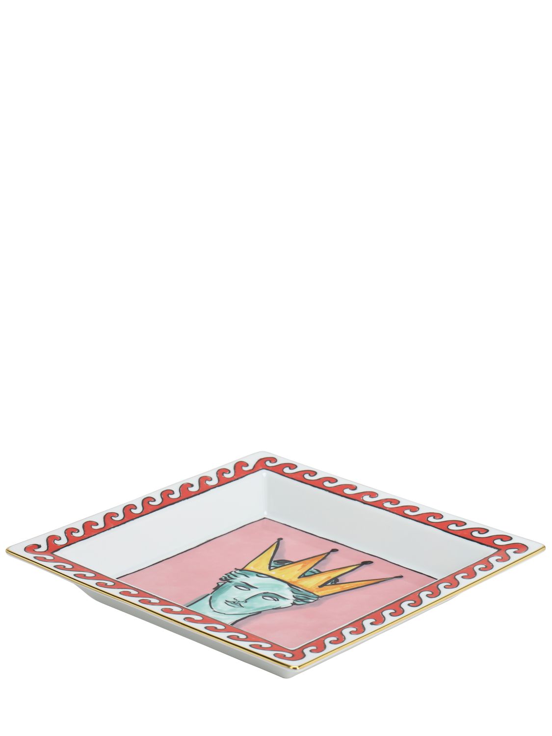 Ginori 1735 24.5cm Nettuno Square Porcelain Tray In Multicolor