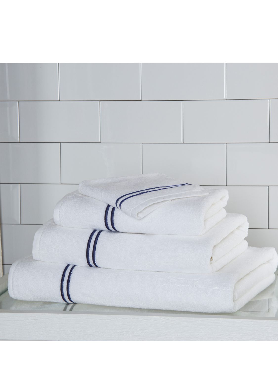 Shop Frette Hotel Classic Bath Towel In White,blue