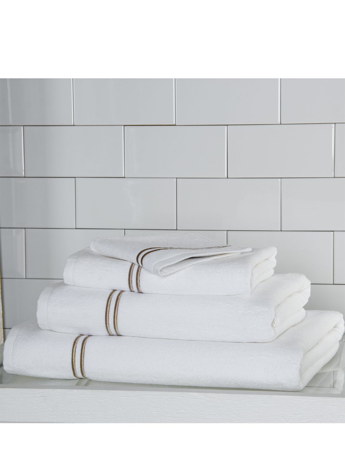 Shop Frette Hotel Classic Bath Towel In White,khaki