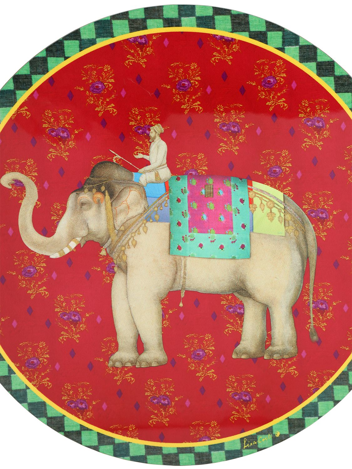 Lisa Corti Ololay Elephant Placemat In Red