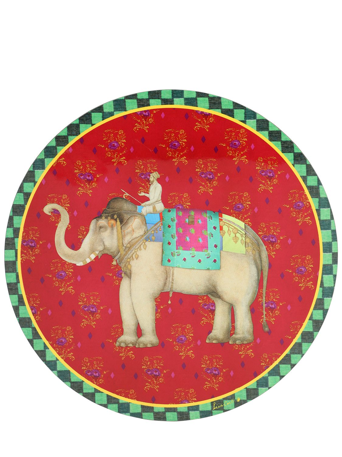 Lisa Corti Ololay Elephant Placemat In Red