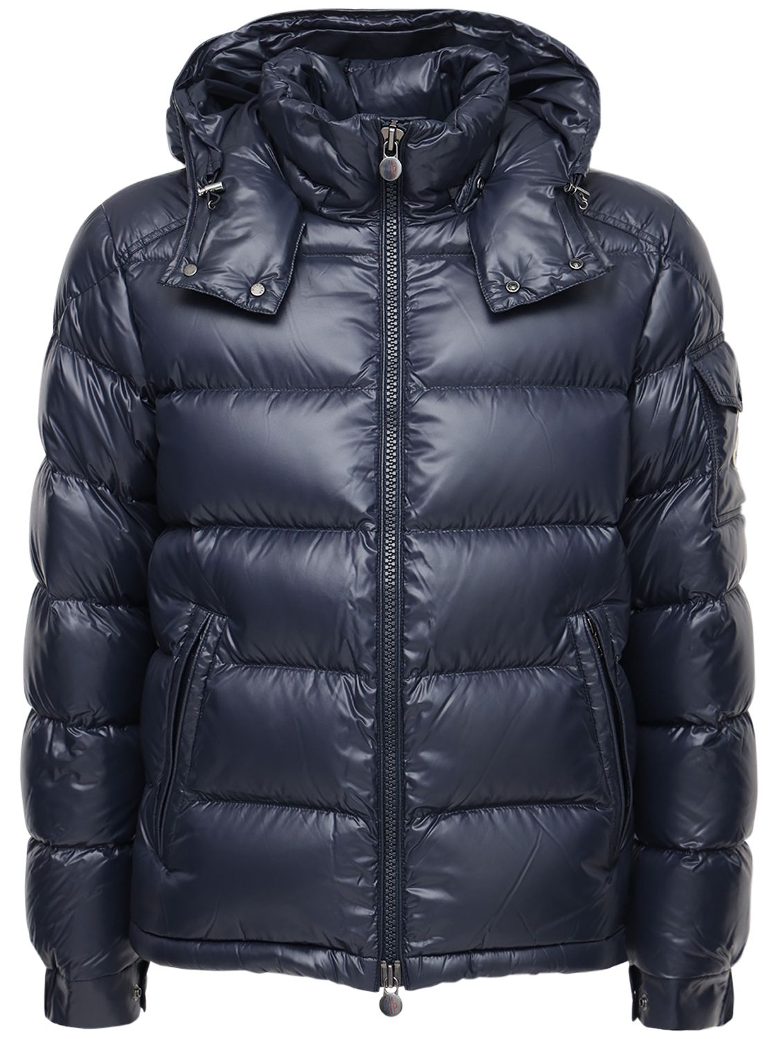 Shop Moncler Maya Nylon Laque Down Jacket In Midnight Blue