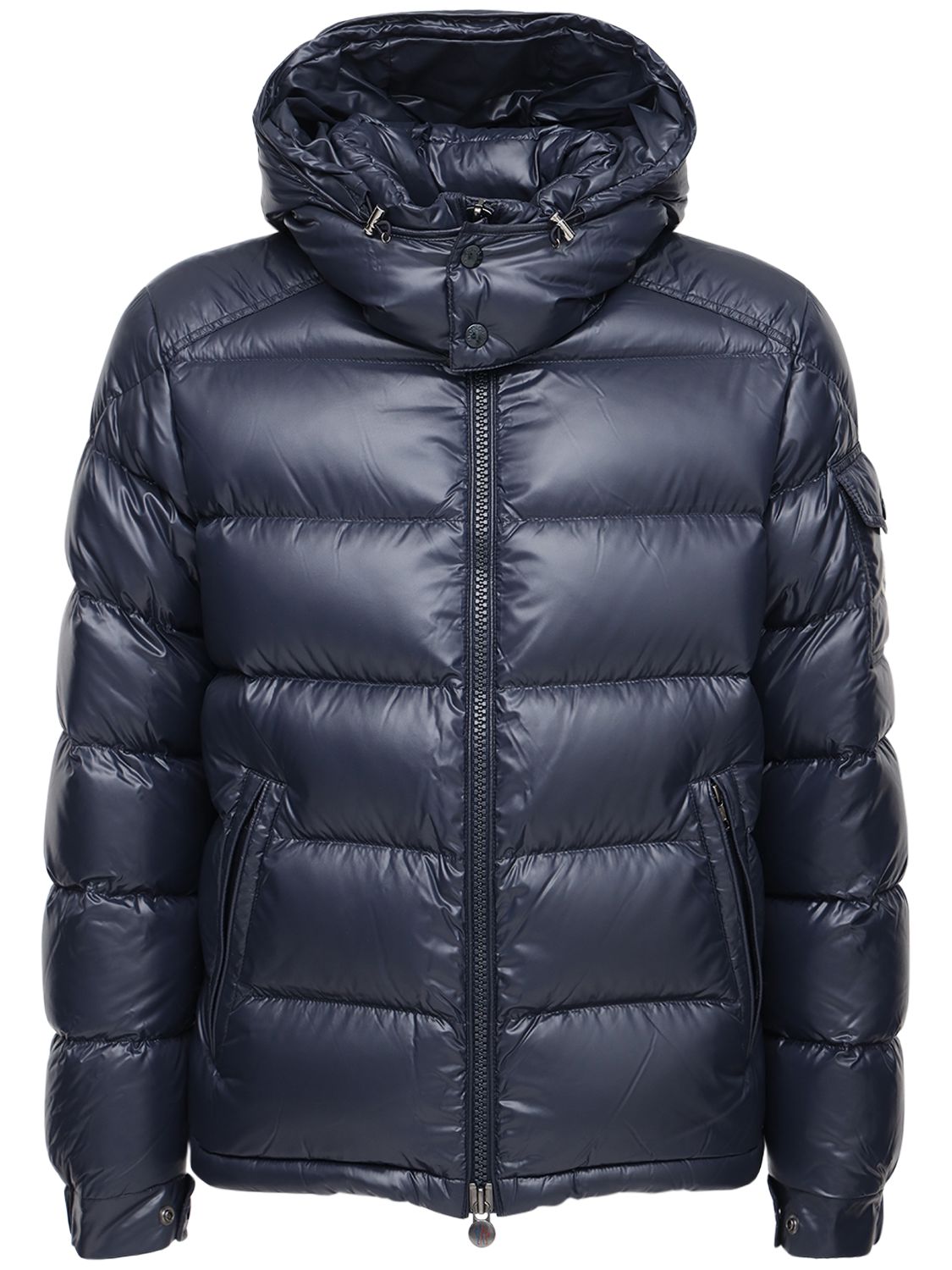 Shop Moncler Maya Nylon Laque Down Jacket In Midnight Blue