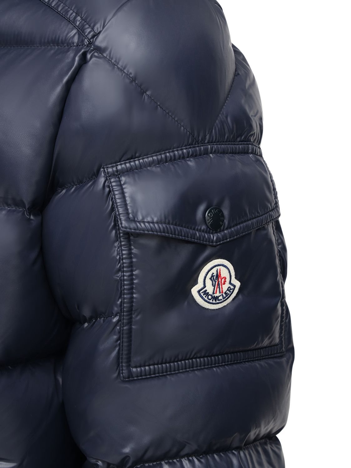 Shop Moncler Maya Nylon Laque Down Jacket In Midnight Blue