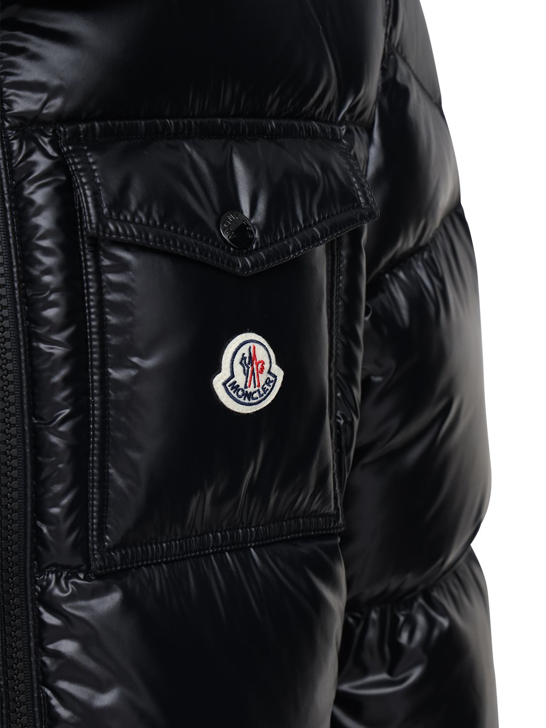 Shop Moncler Montbeliard Nylon Laque Down Jacket In Black