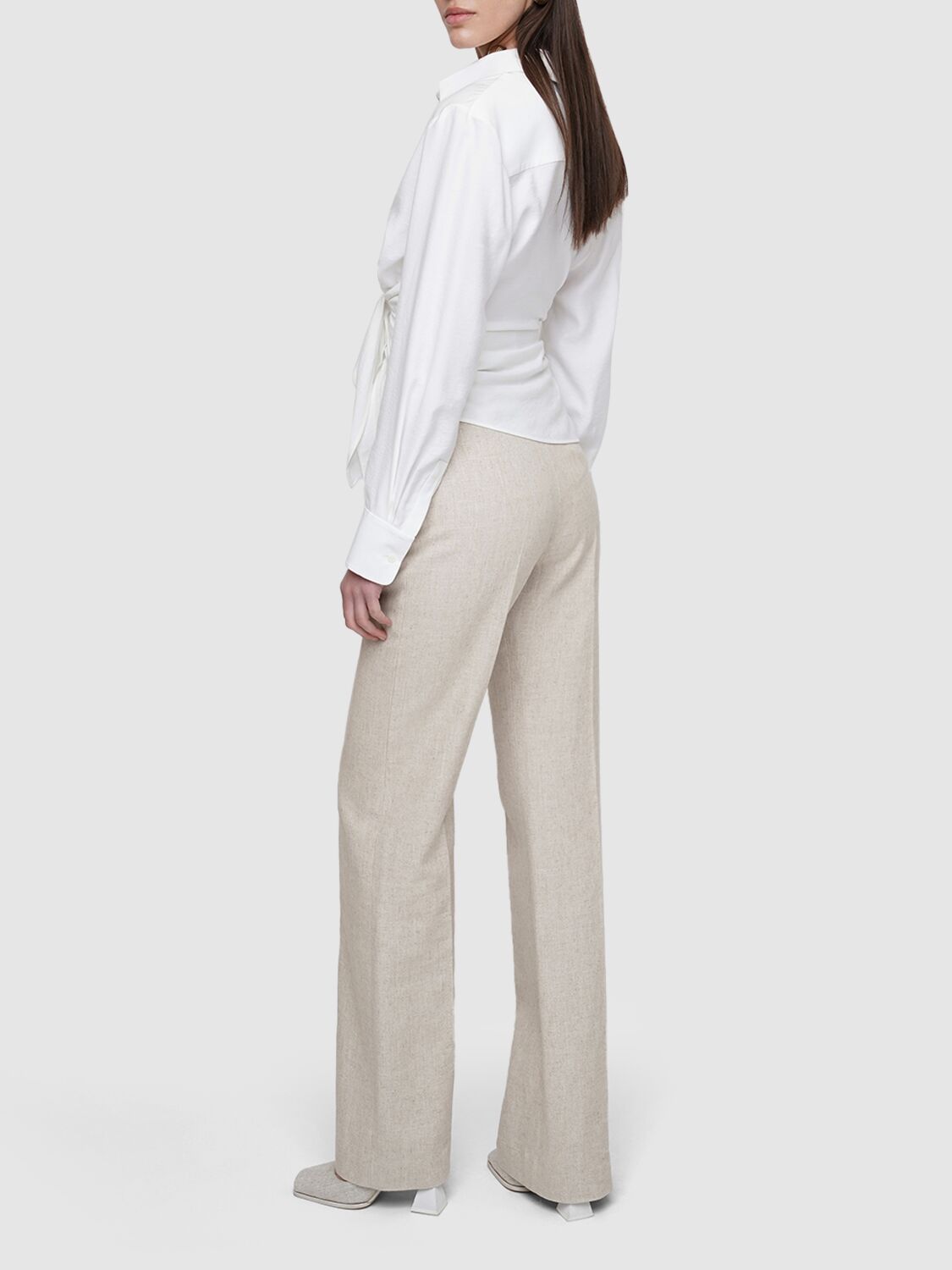 Jacquemus La Chemise Bahia Knotted Cotton Shirt In Ivory