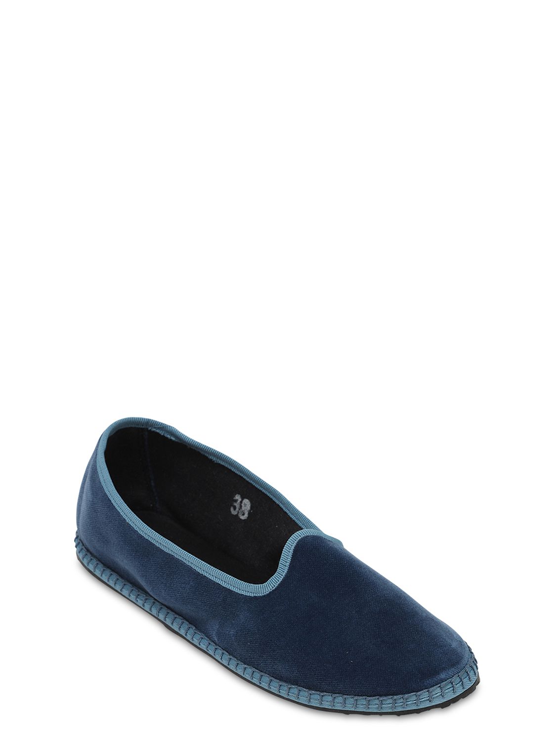 Shop Vibi Venezia 10mm Delfina Velvet Slippers In Blue