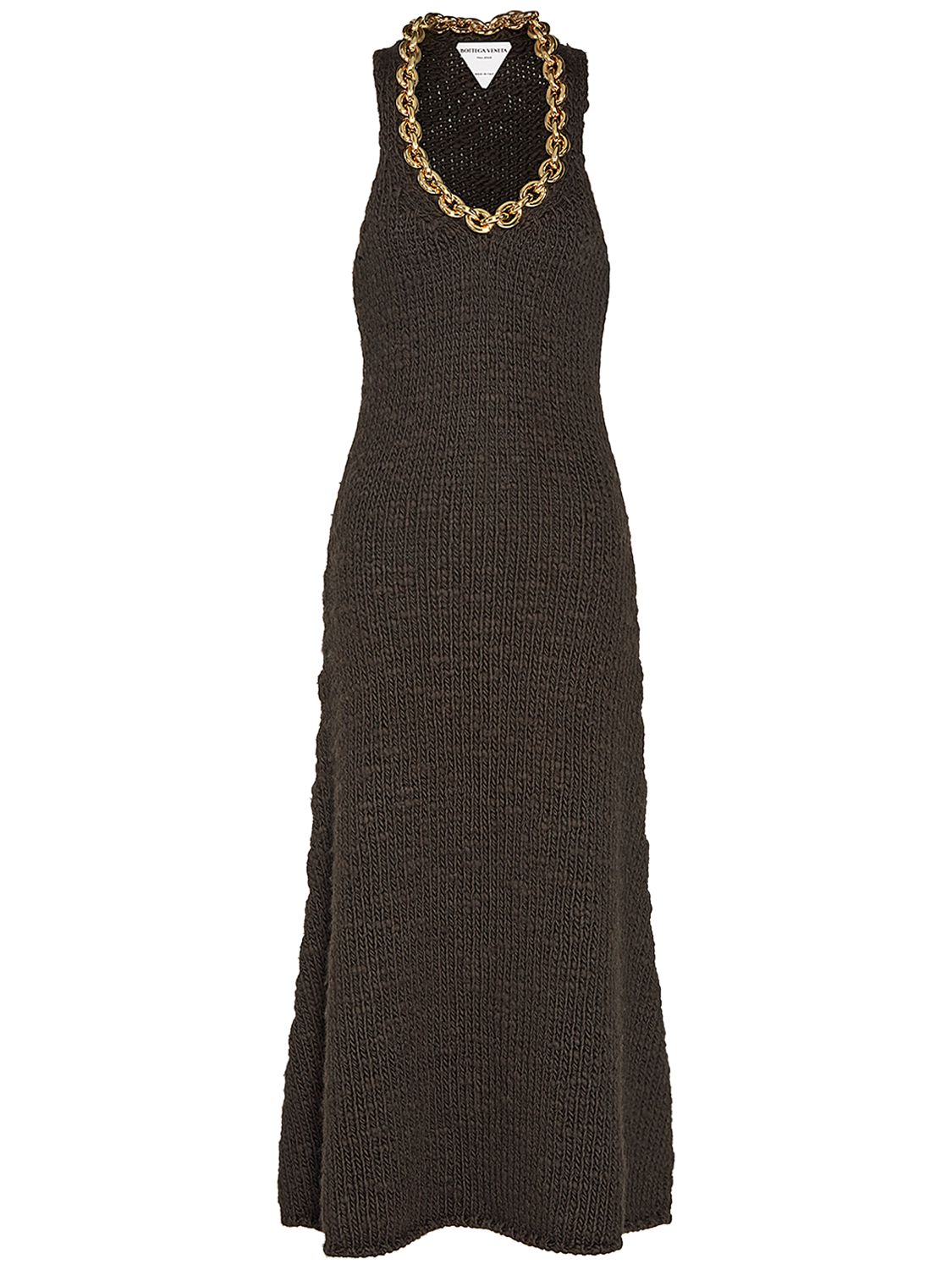 Wool Knit Sleeveless Midi Dress W/chain