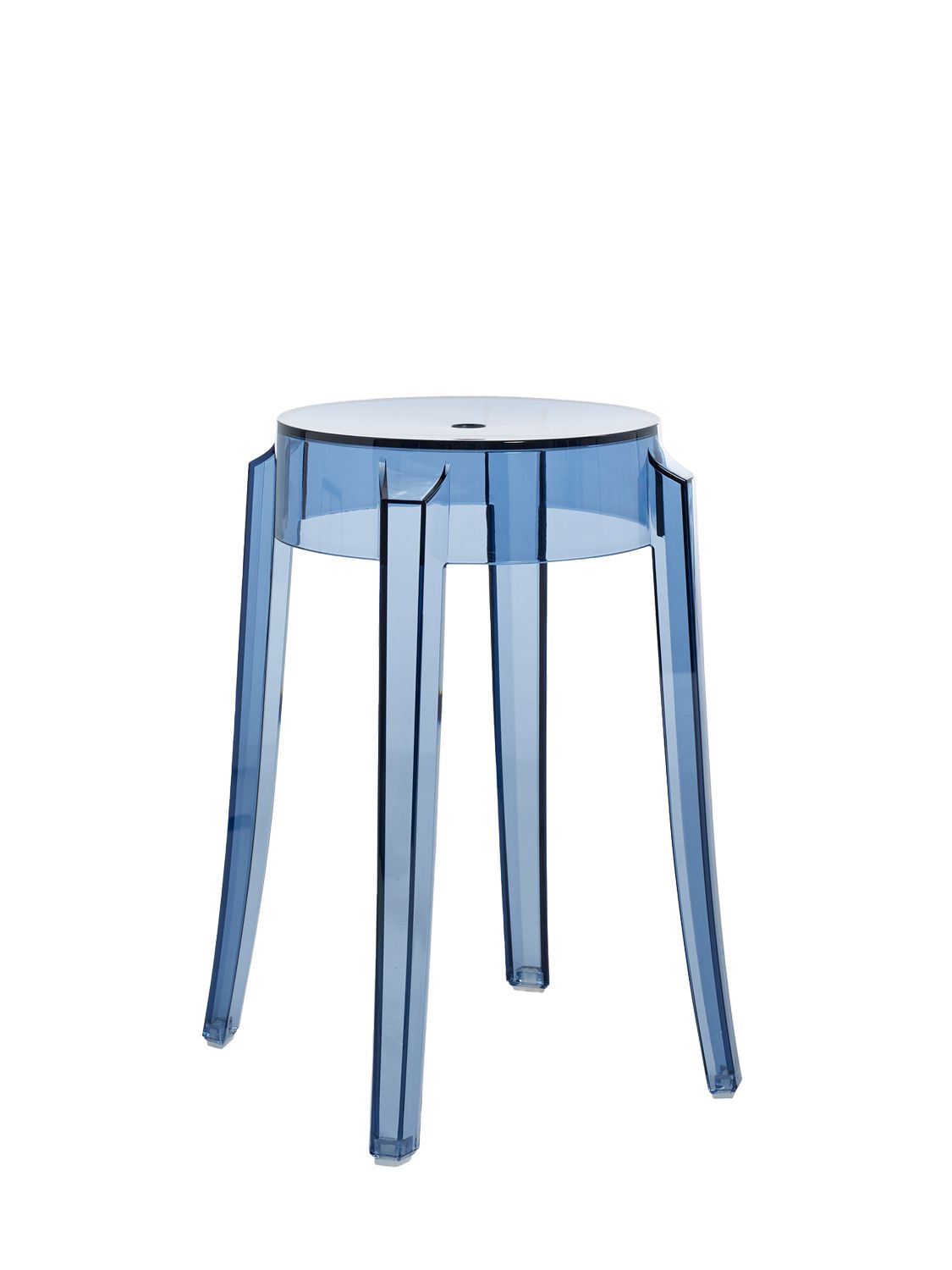 Kartell Set Of 2 Charles Ghost Stools In Blue