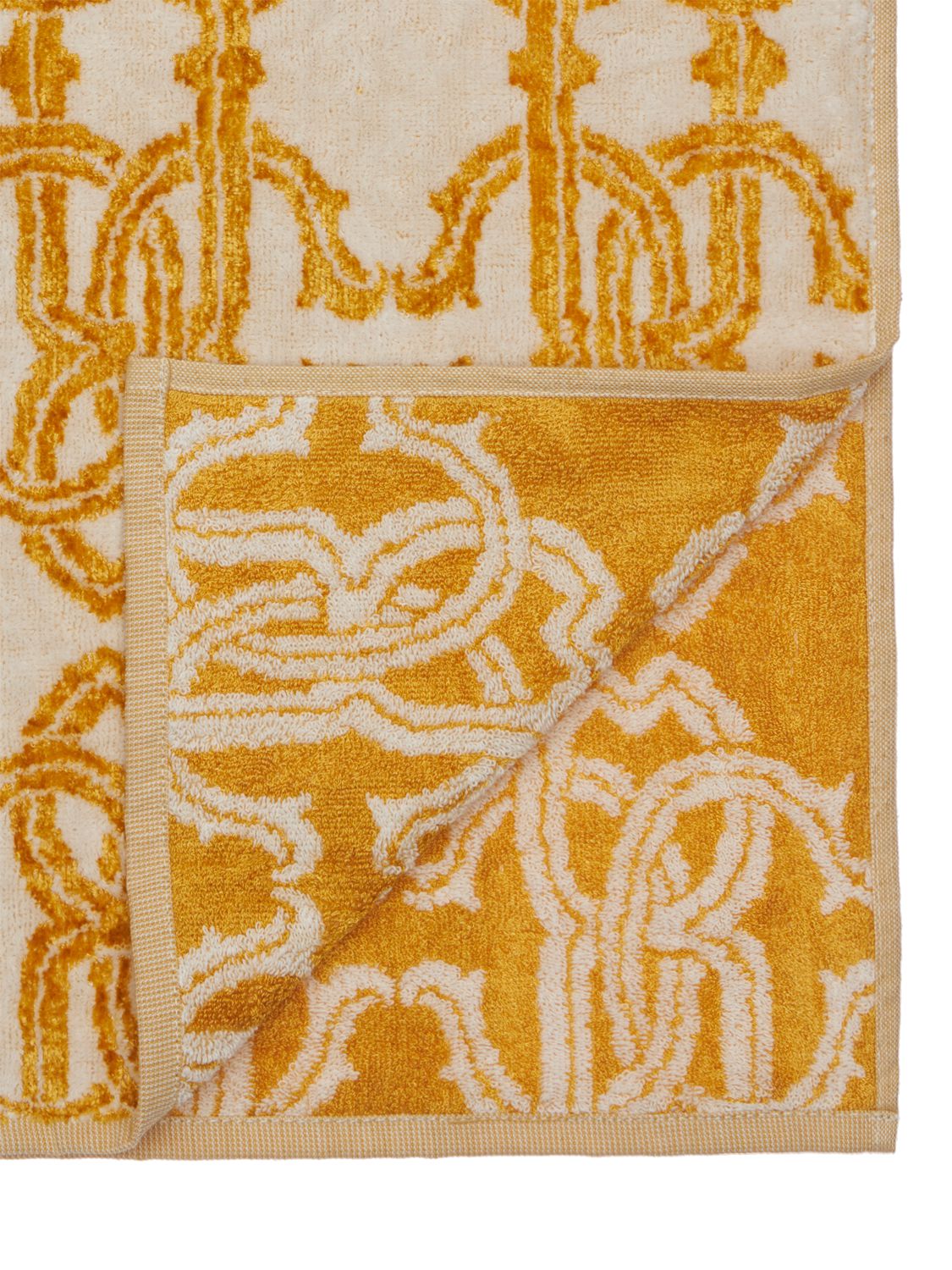 Shop Roberto Cavalli Logo Gold Cotton Blend Towel