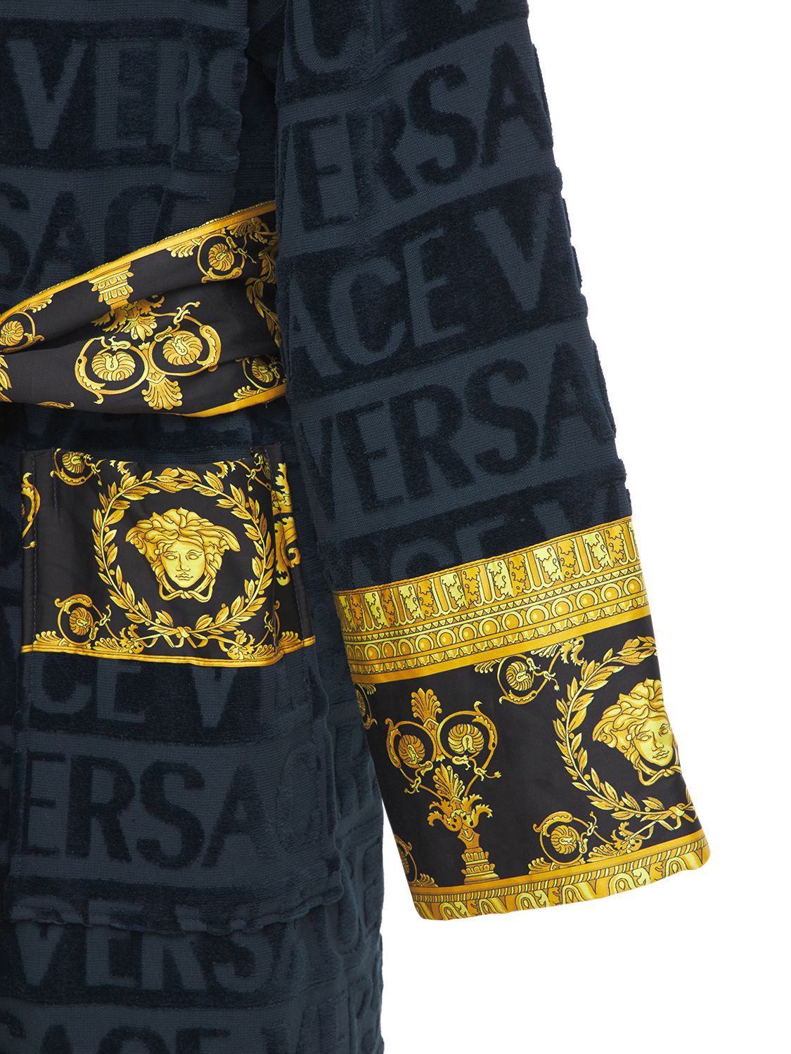 Versace Logo Bathrobe In Blue