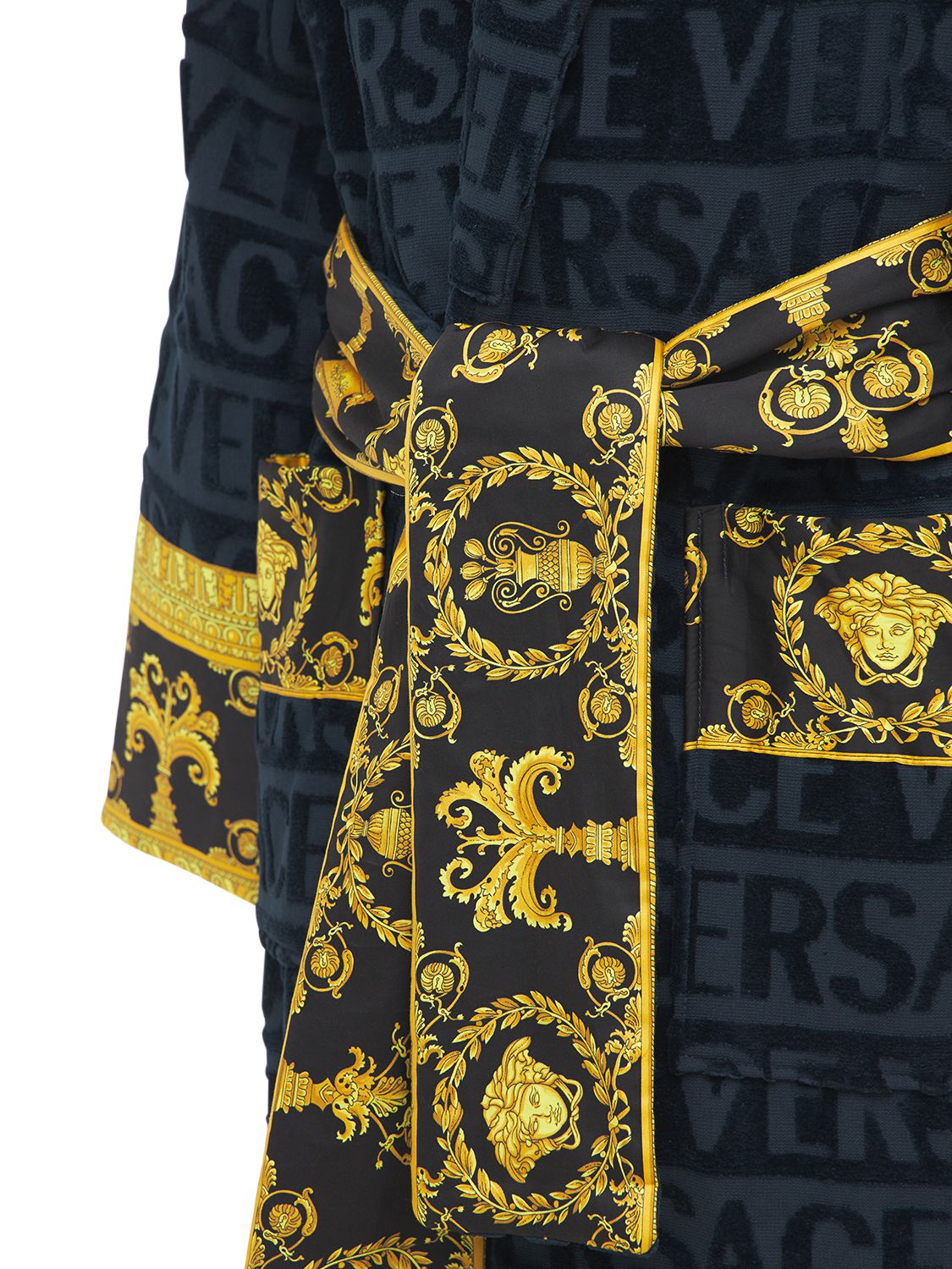 Versace Logo Bathrobe In Blue