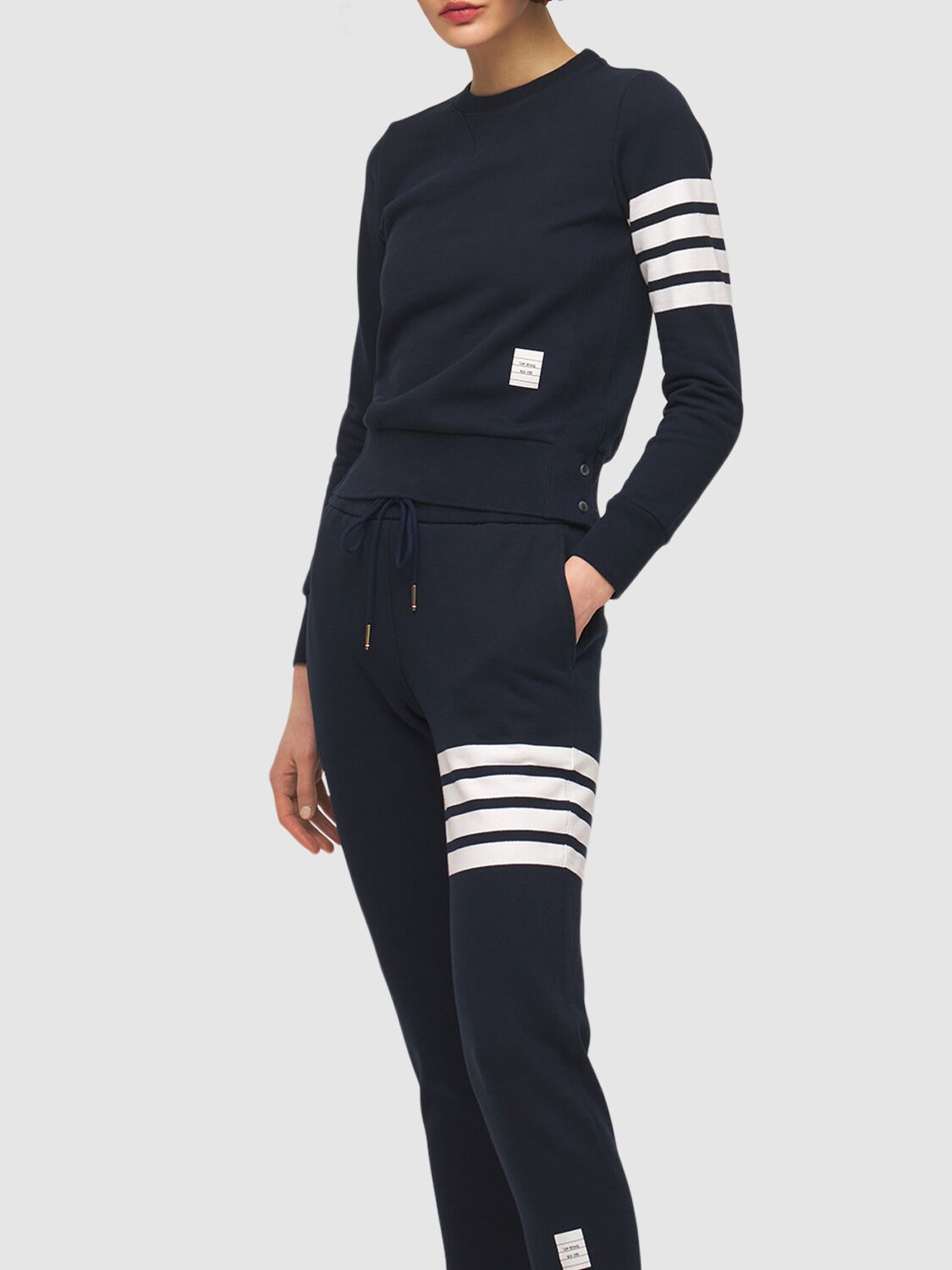 Thom Browne Blue Cotton Jogger With 4 Bar Detail In Blue