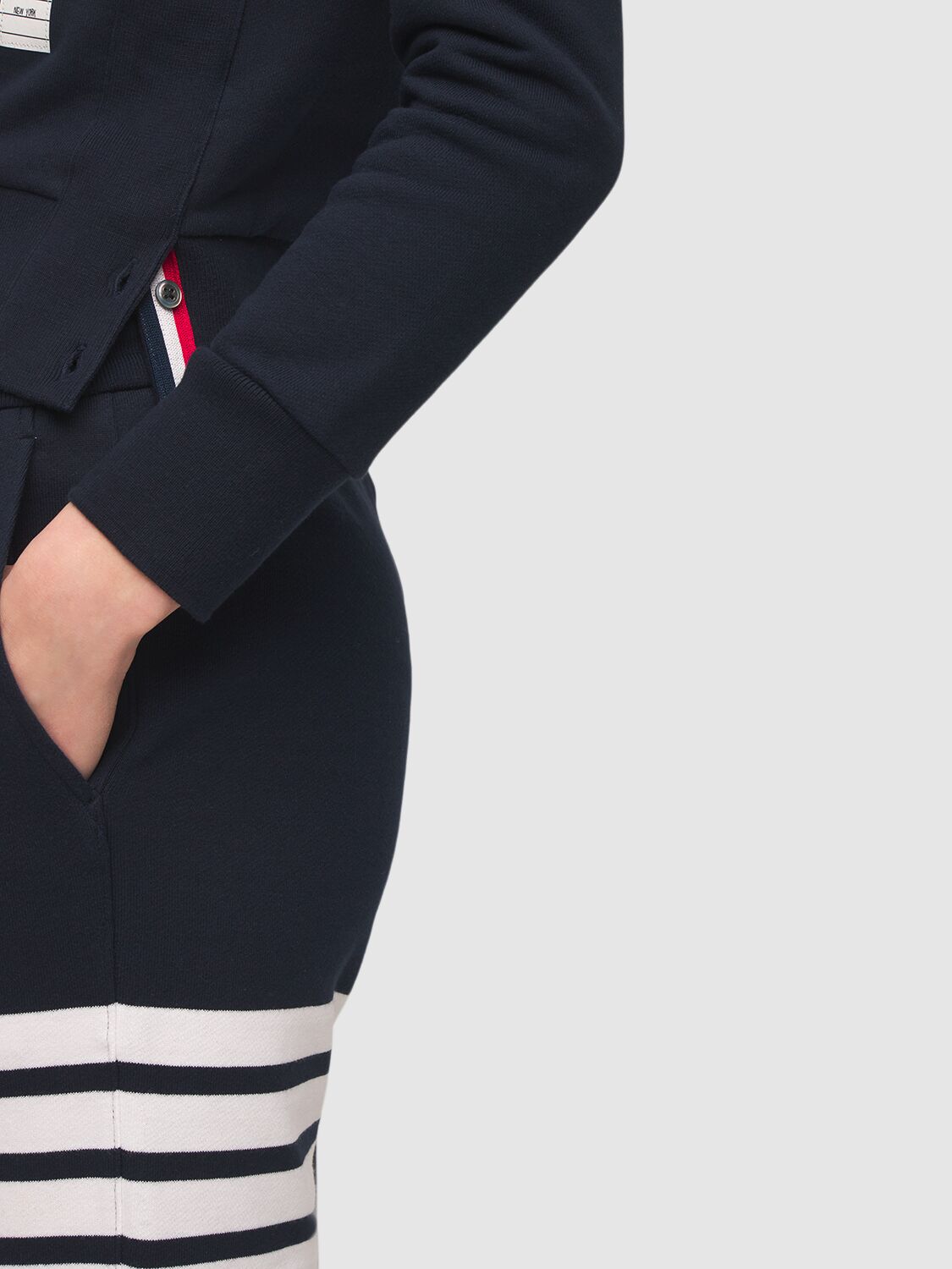 Thom Browne Blue Cotton Jogger With 4 Bar Detail In Blue